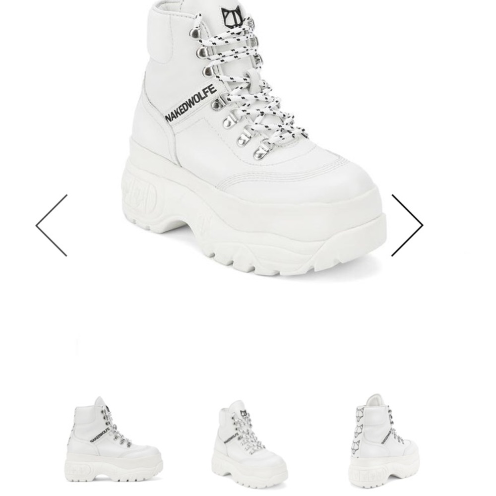 White leather Naked Wolfe platform boots